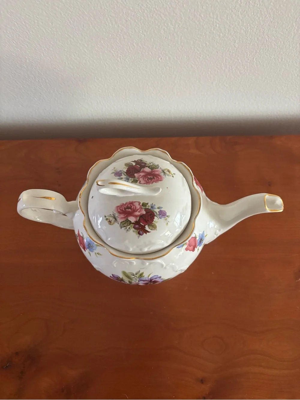 Crown Dorset Teapot with Purple Floral Motif - Picture 3 of 7